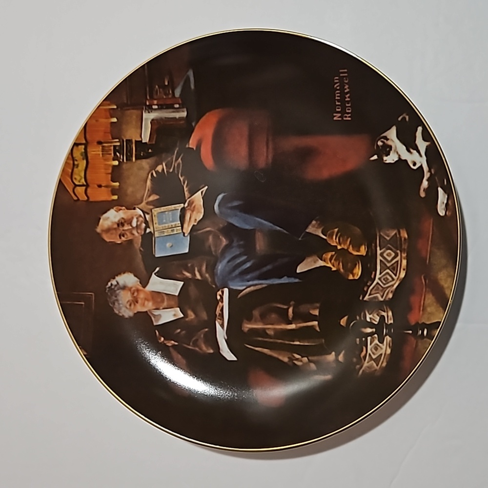 Edwin M Knowles China Co. Evening Ease Norman Rockwell Porcelain Plate